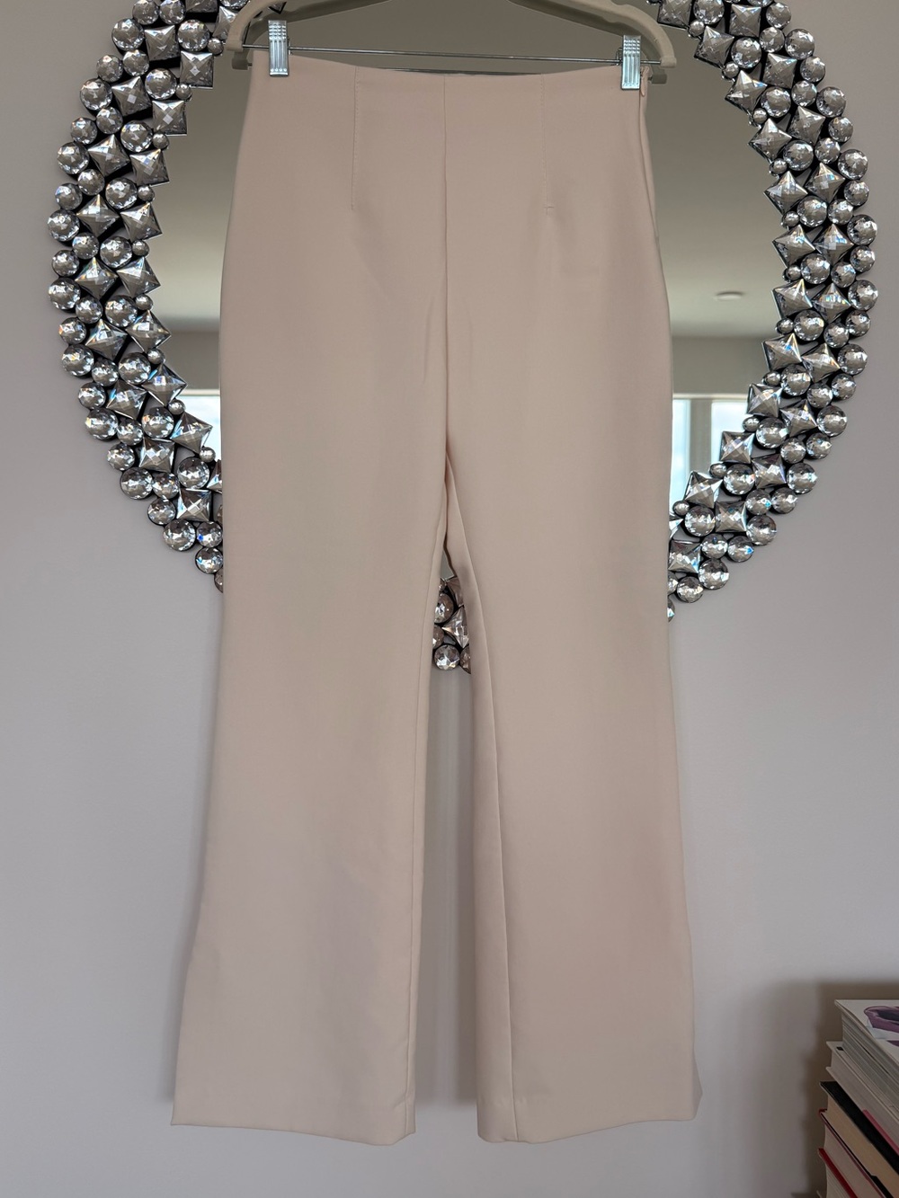 H&M Wide Leg High-Rise Pants in Light Beige